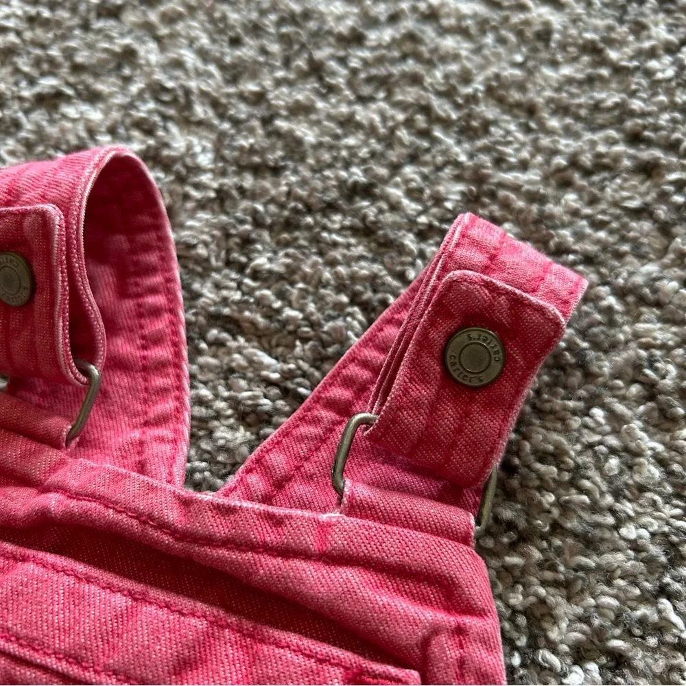 Vintage 90s Carter’s toddler girls 18 months pink flower button overalls